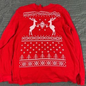 Red Holiday Thermal 2 deers drinking